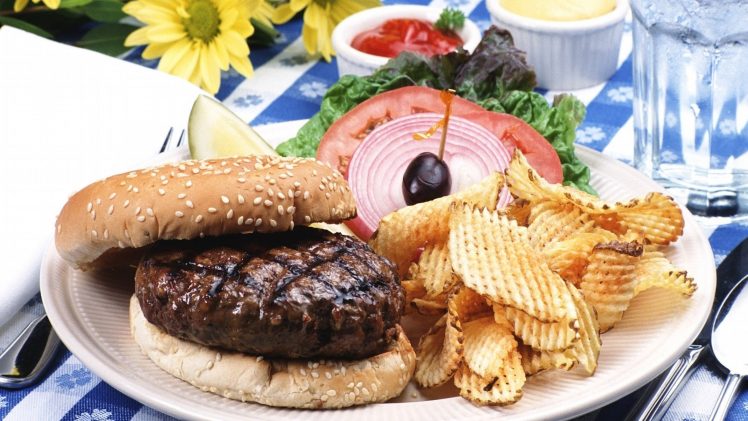 burgers, Chips, Fries, Food, Vegetables HD Wallpaper Desktop Background