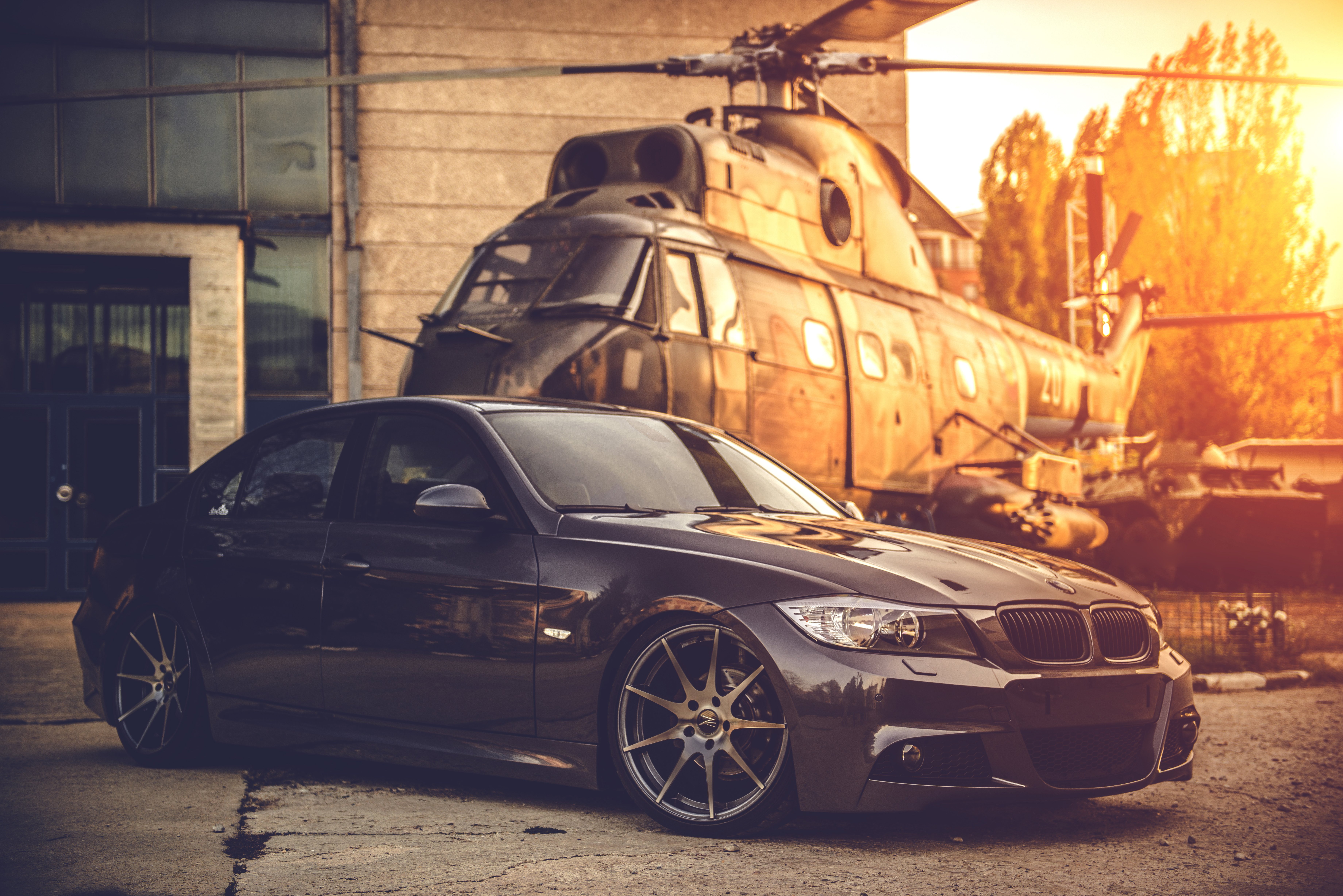 BMW, Car, BMW E92, Helicopters Wallpaper