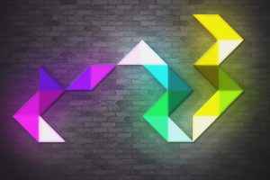 neon, LEDs, Colorful, Bricks, Triangle, Abstract, Warm
