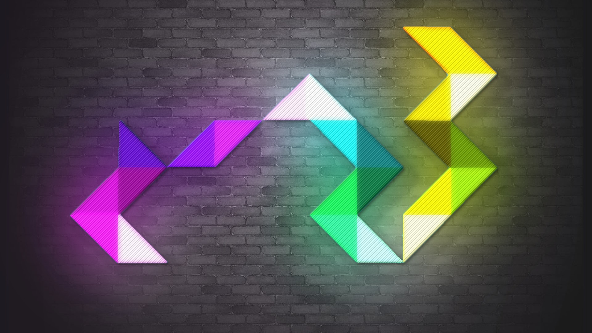 neon, LEDs, Colorful, Bricks, Triangle, Abstract, Warm Wallpapers HD