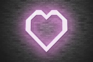 heart, Pink, Bricks, Wall, LEDs, Neon, Love, Warm