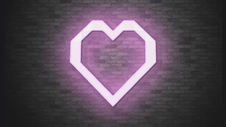 heart, Pink, Bricks, Wall, LEDs, Neon, Love, Warm HD Wallpaper Desktop Background