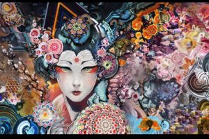 geisha, Psychedelic, Colorful, Android Jones