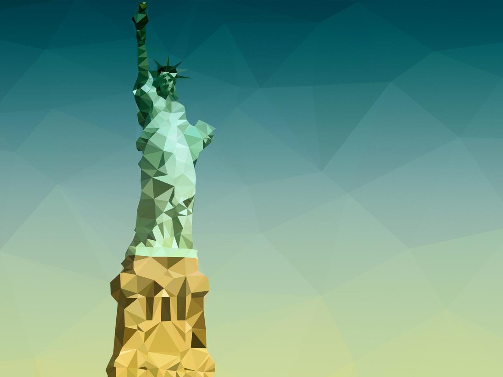 digital art, Vector graphics, Statue of Liberty Wallpaper