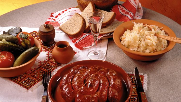 sausage, Pickles, Food, Bread, Tomatoes, Sauerkraut HD Wallpaper Desktop Background