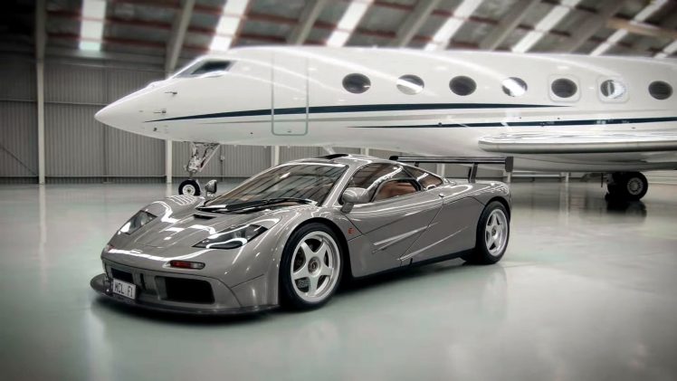 vehicle, Sports car, Car, McLaren F1, McLaren, Airplane, Hangar, Reflection HD Wallpaper Desktop Background