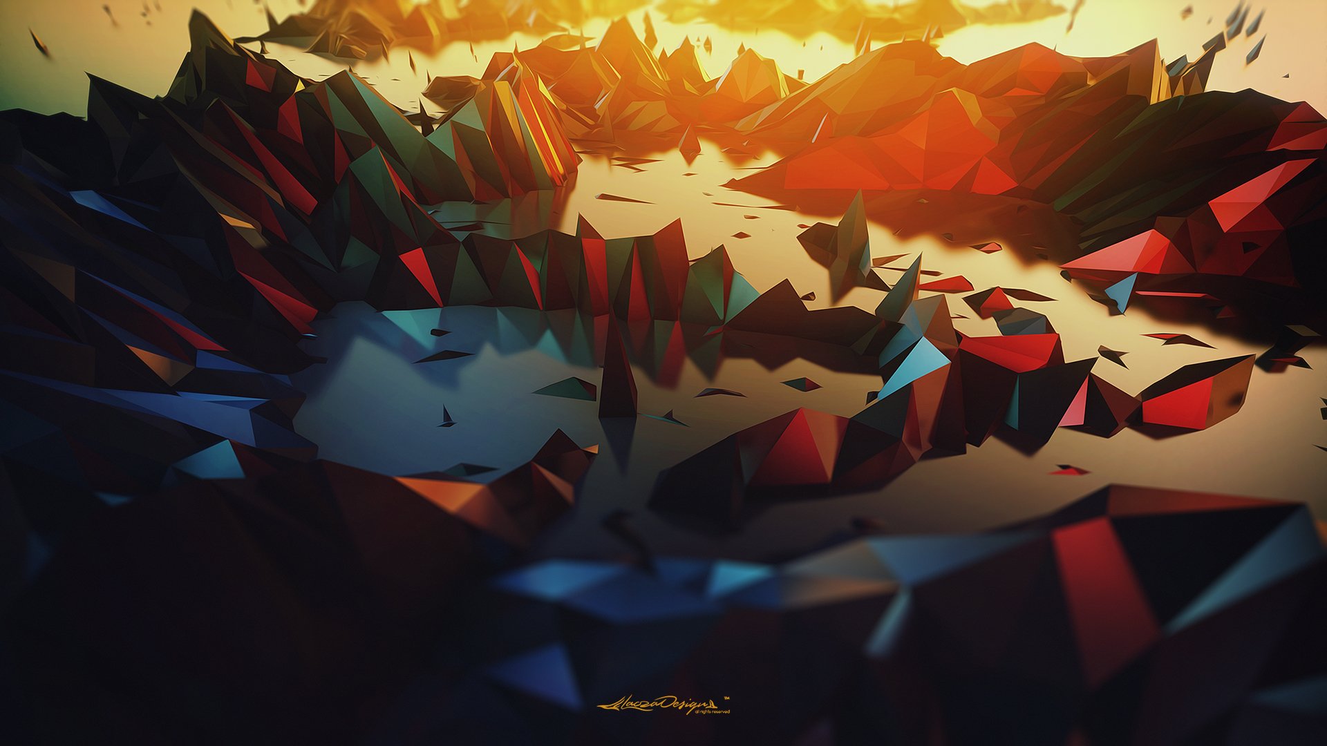 Lacza, Low poly, Digital art, Abstract, Triangle, Landscape, Poly