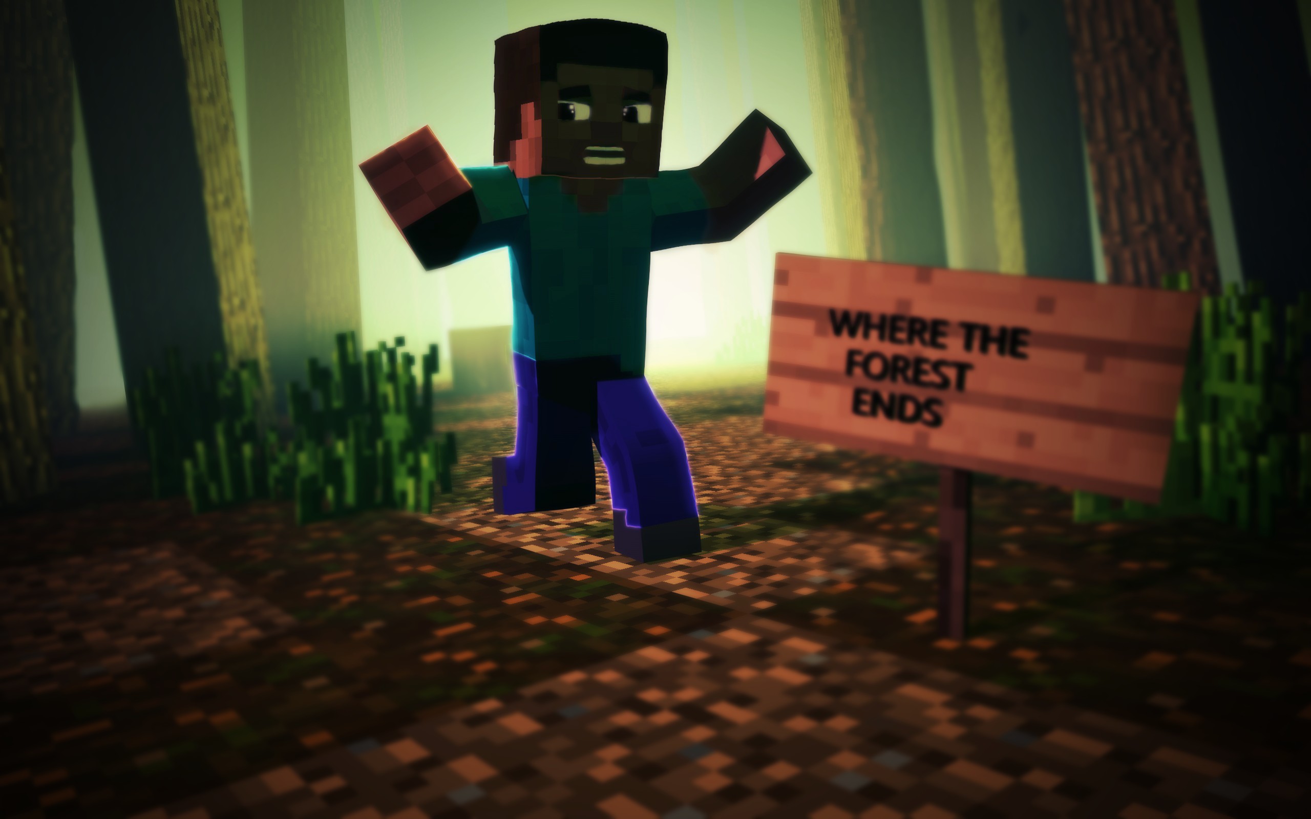 Steve, Minecraft, Forest, Digital art Wallpaper