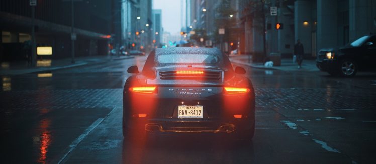 lights, Car, Cityscape, Rain, Porsche 911 HD Wallpaper Desktop Background