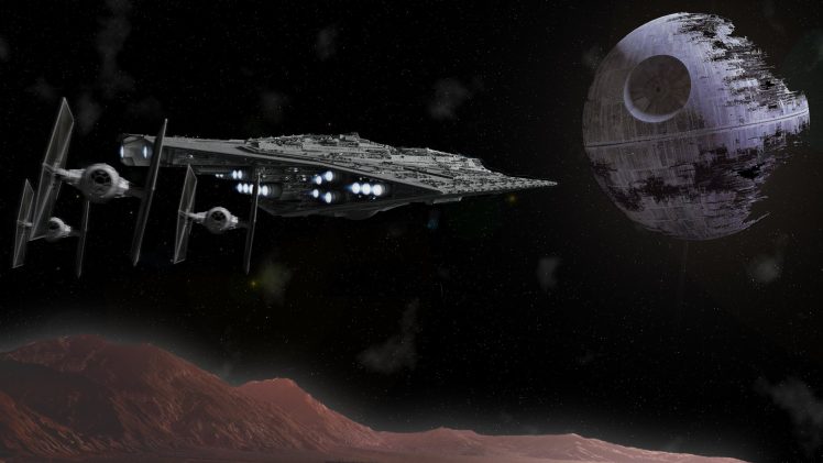 spaceship, Star Wars, TIE Fighter, Death Star, Executor class Star Destroyer HD Wallpaper Desktop Background