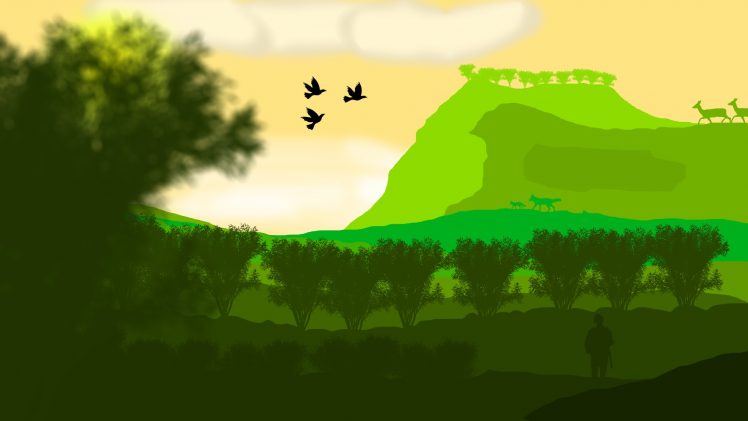 nature, Mountains, Animals, Birds, Trees HD Wallpaper Desktop Background