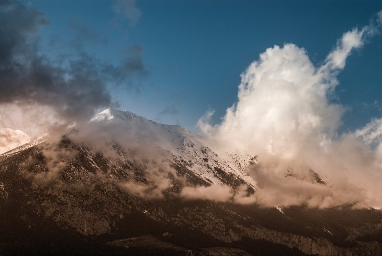 mountains, Snow, Sky, Clouds HD Wallpaper Desktop Background