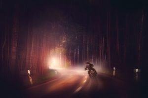 dark, Motorcycle, Road, Digital art