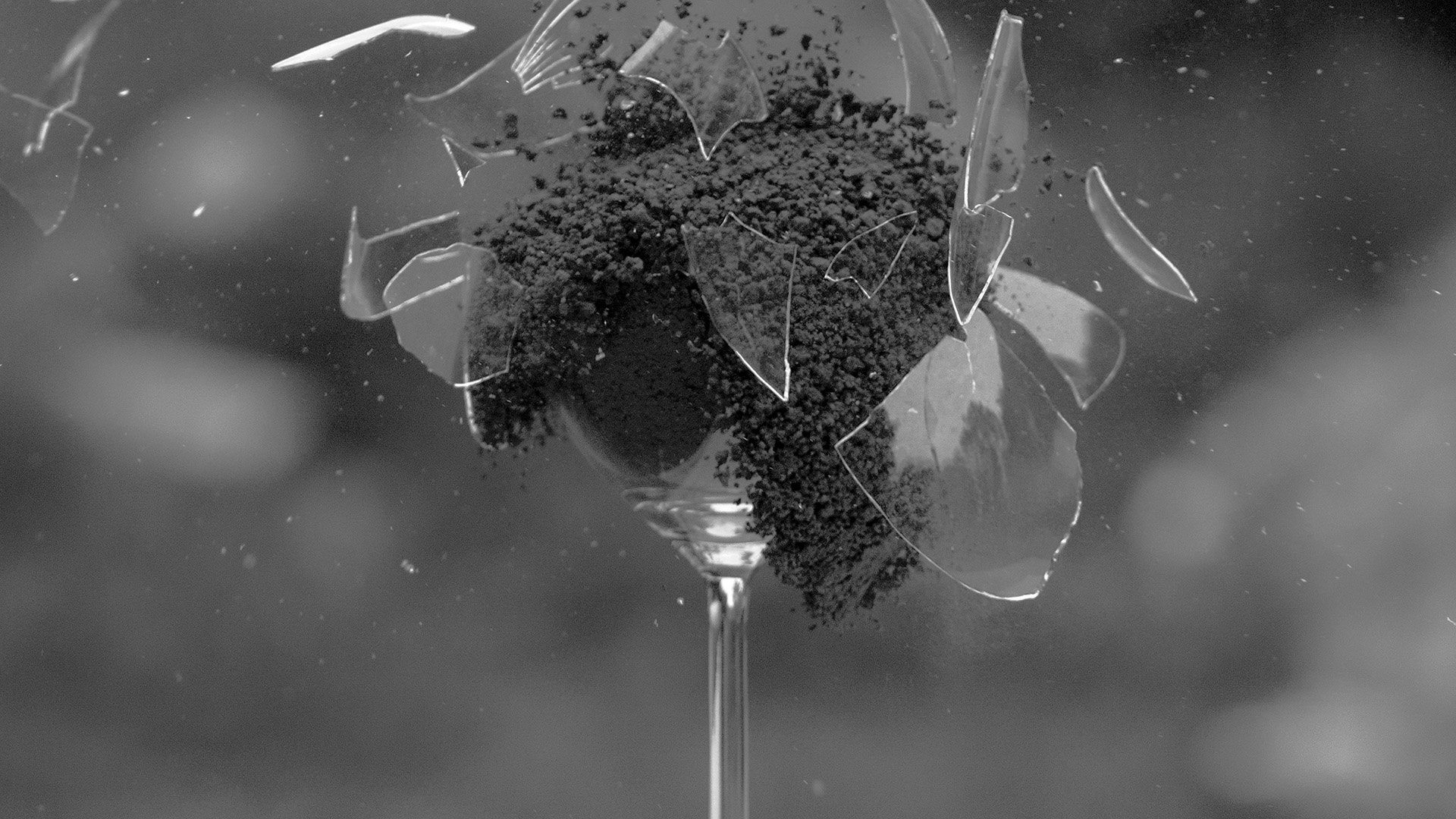 monochrome, Photography, Drinking glass, Glass, Broken glass, Depth of field Wallpaper