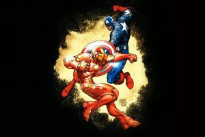 Michael Turner, Captain America, Iron Man, Marvel Comics, Illustration, Digital art
