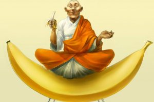 monks, Digital art, Bananas, Humor