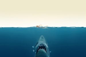 digital art, Water, Shark, Vector graphics