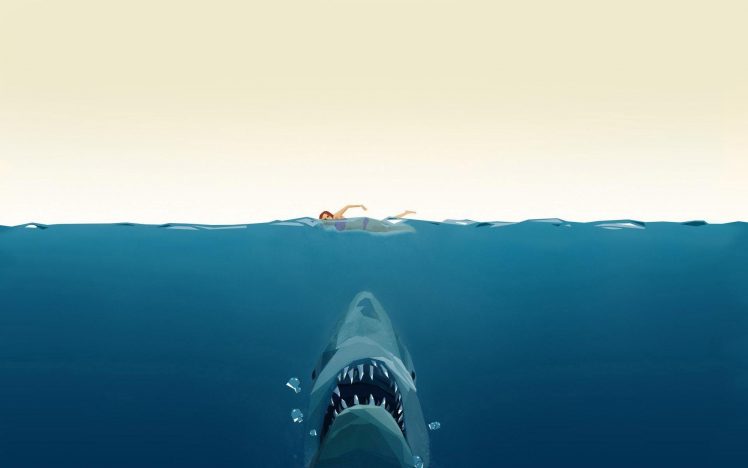 digital art, Water, Shark, Vector graphics HD Wallpaper Desktop Background