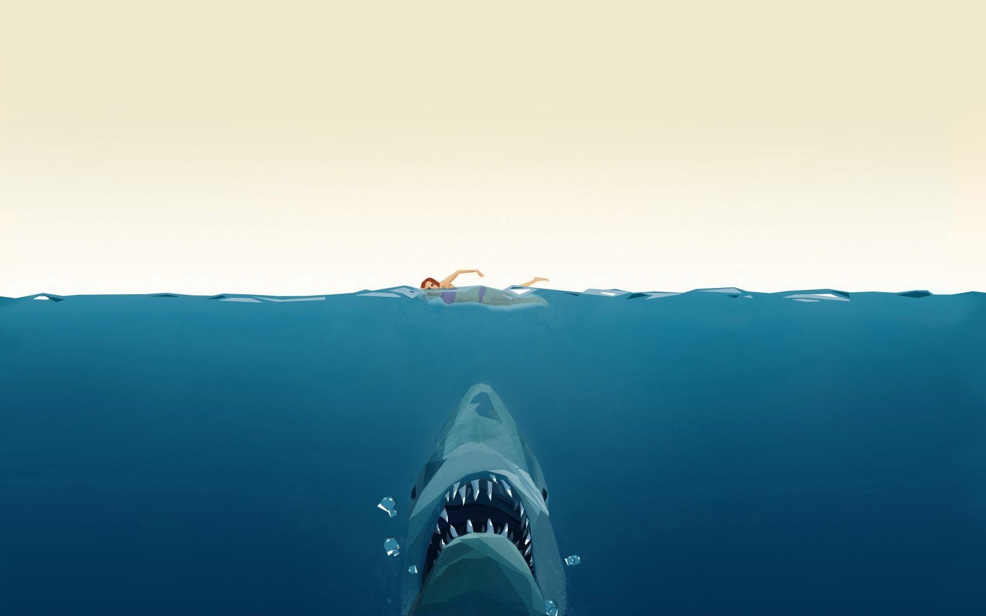 digital art, Water, Shark, Vector graphics Wallpaper