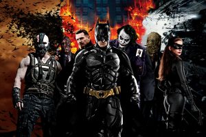 Bane, Joker, Ras al Ghul, Two Face, Liam Neeson, Anne Hathaway, Christian Bale, Batman, The Dark Knight, The Dark Knight Rises, Catwoman, Movies, Trilogy, Collage, Batman Begins, Superhero, DC Comics