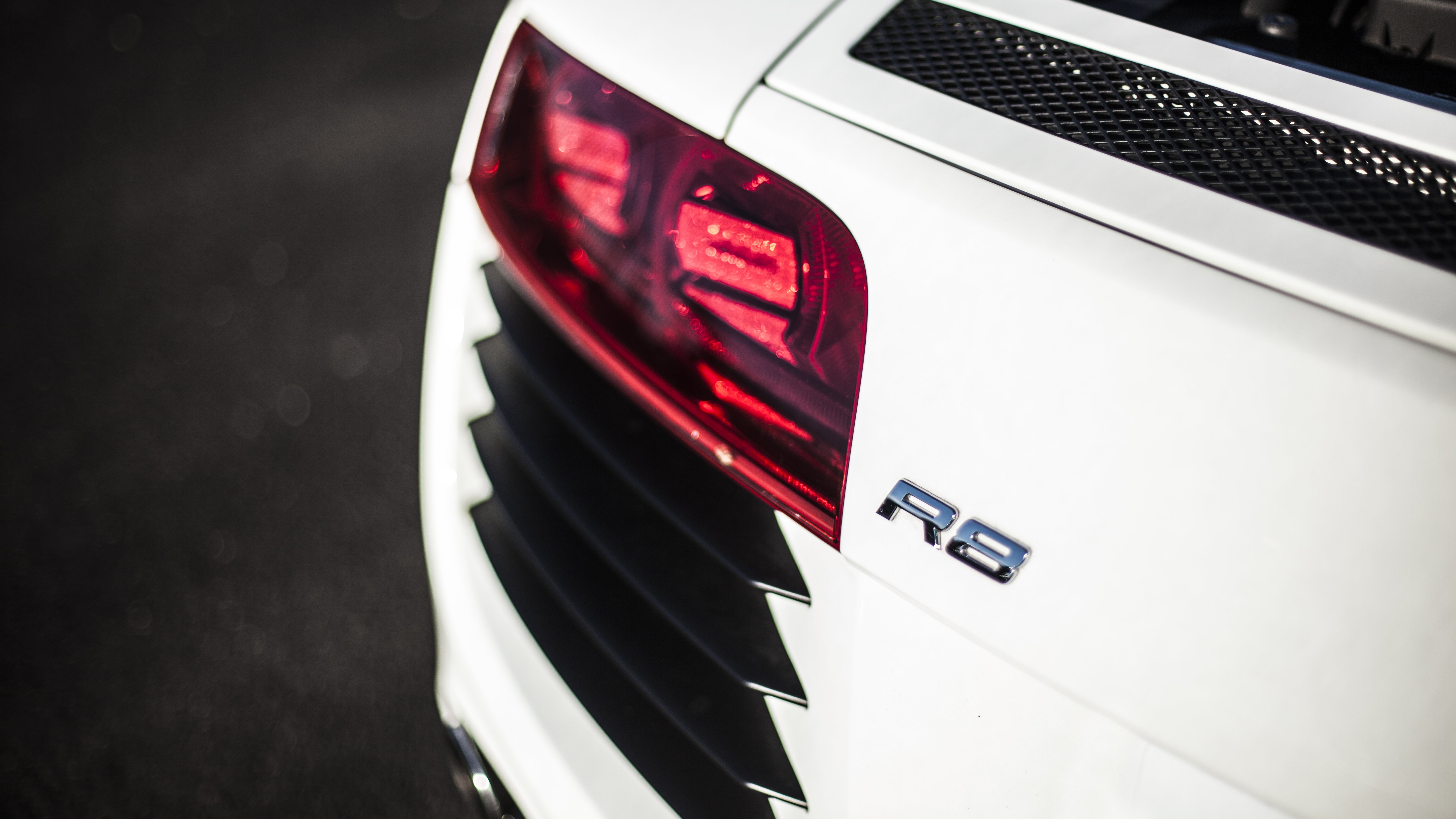 Audi, R8, White, White cars, Rear view Wallpaper