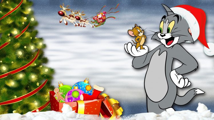 christmas, Tom, Jerry HD Wallpaper Desktop Background