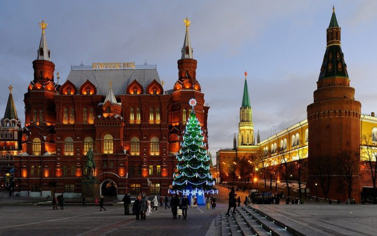 holidays, Christmas, Architecturembuildings, Moscow HD Wallpaper Desktop Background