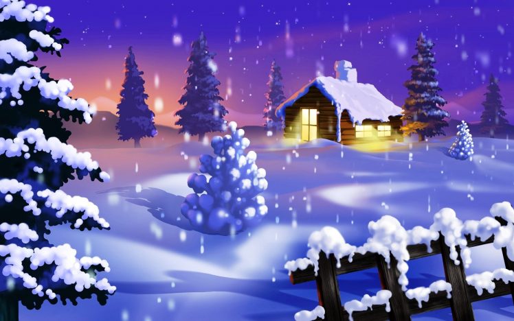 holidays, Christmas, Seasonal, Seasons, Winter, Snow, Flakes, Drops, Landscapes, Color, Art HD Wallpaper Desktop Background