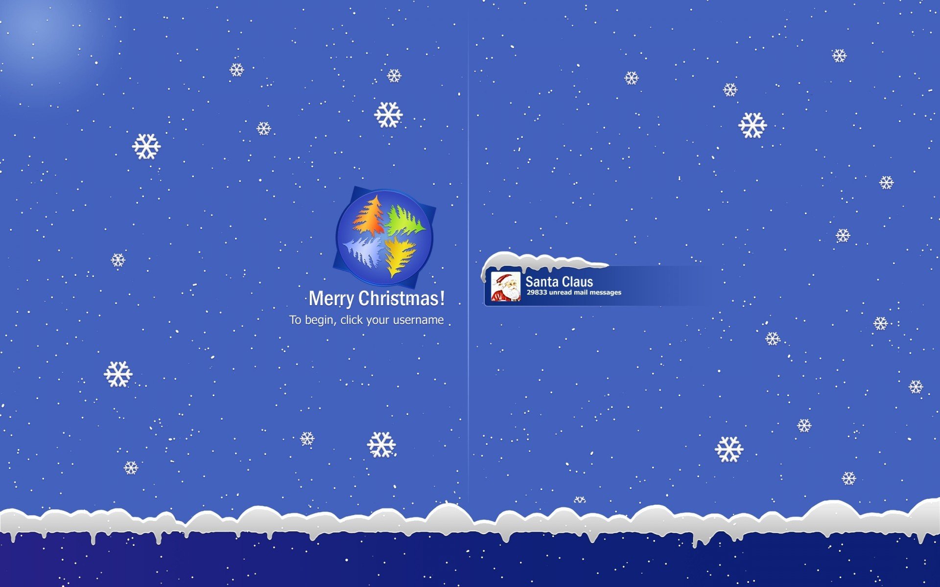 holidays, Christmas, Seasons, Windows, Microsoft, Tech, Computer, Santa, Flakes, Snowing Wallpaper