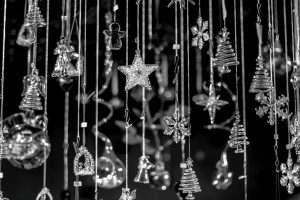 holidays, Christmas, New Year, Bokeh, Jewelry, Pendant, Chain, Black, White