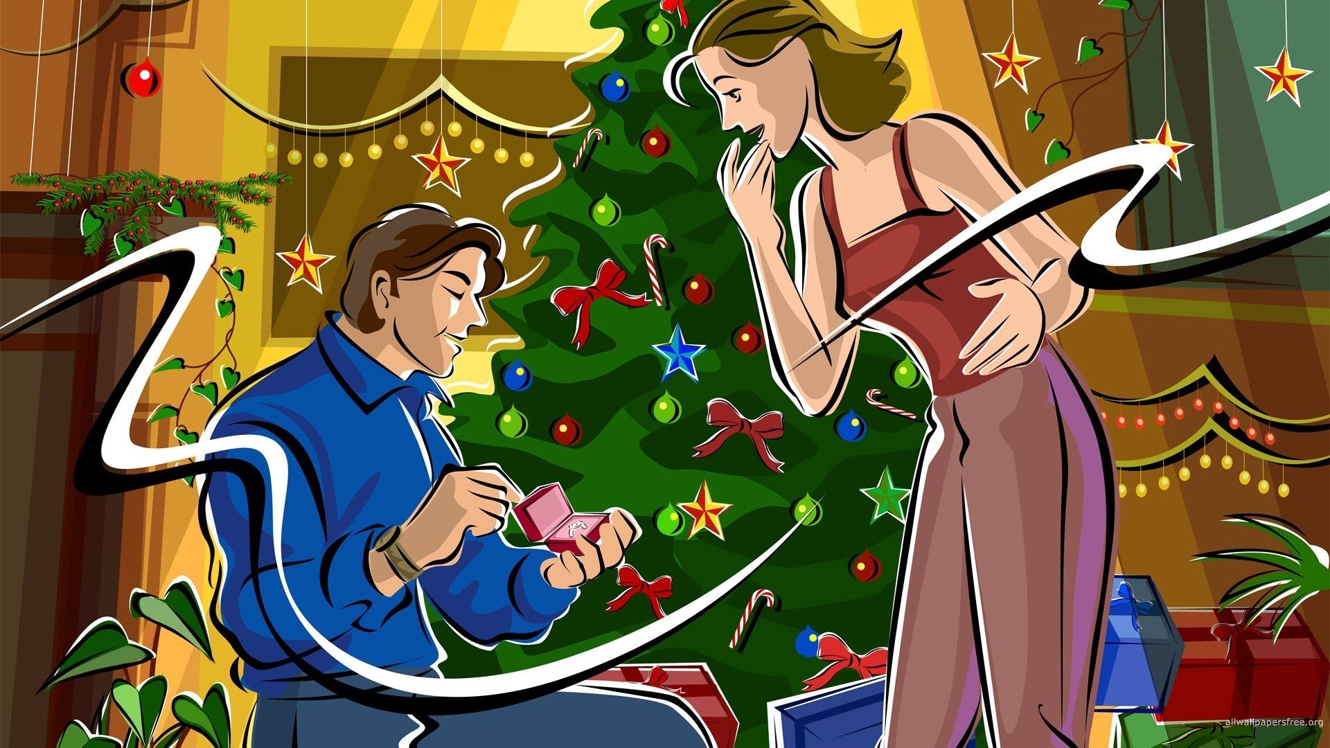 merry, Christmas, Holiday, Winter, Snow, Beautiful, Tree, Gift, Santa Wallpaper