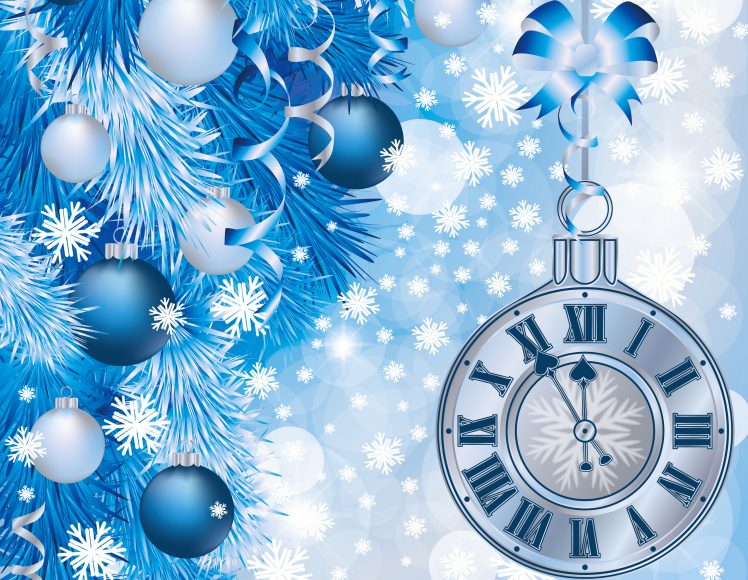 holidays, Christmas, New Year, Clock, Balls HD Wallpaper Desktop Background