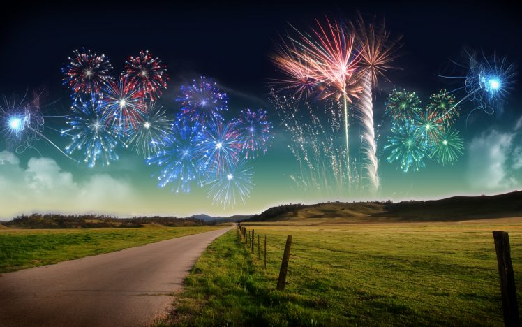 nature, New Year, Landscape, Fireworks, Ultrahd, 4k, Wallpaper HD Wallpaper Desktop Background