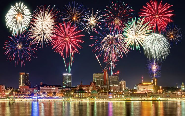 new Year, Fireworks, Midnight, Lights, Building, City HD Wallpaper Desktop Background