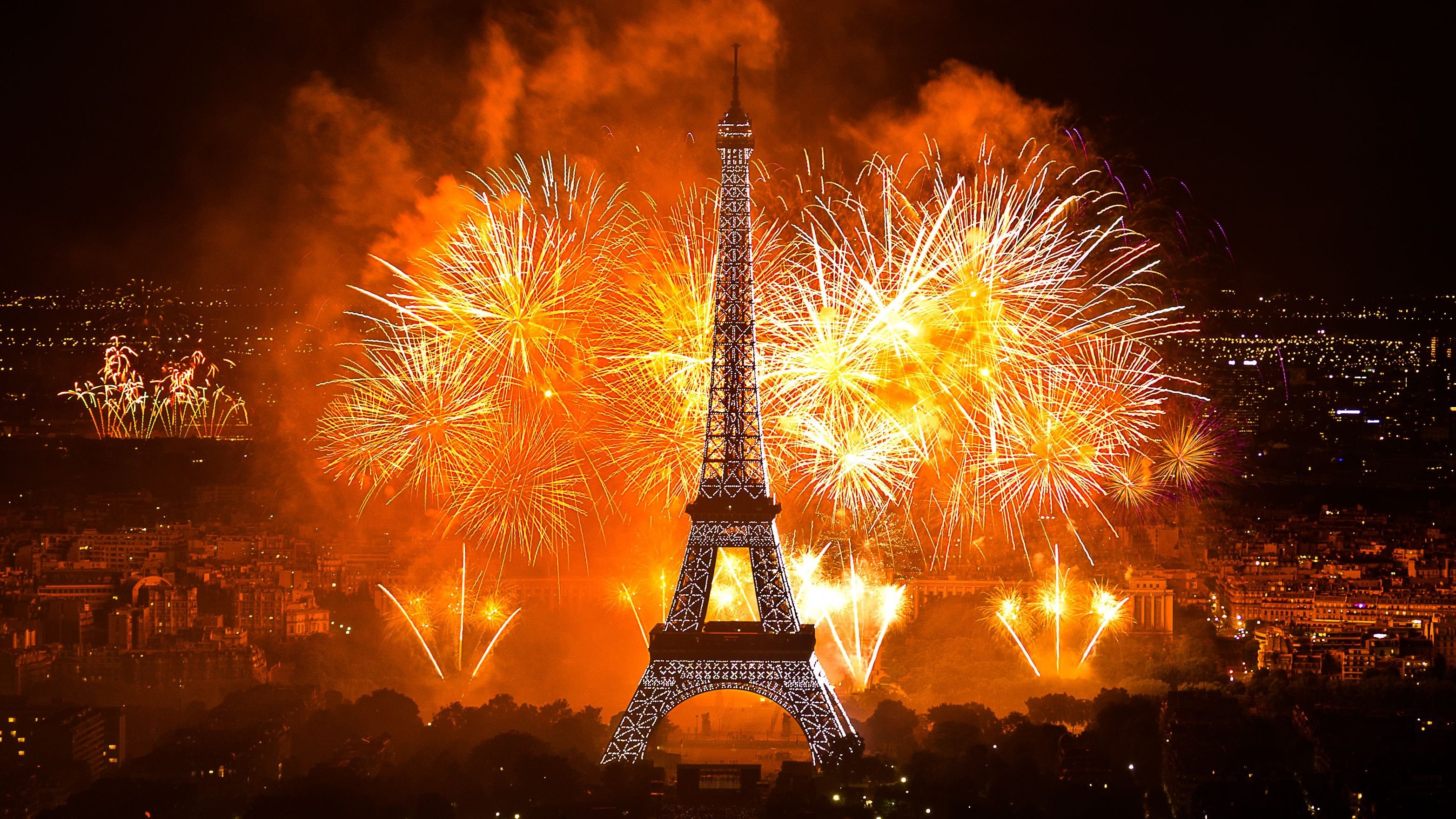 france, Eiffel, Tower, Paris, Fireworks, New Year, City Wallpaper