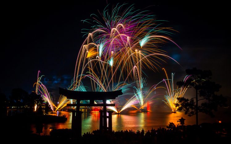fireworks, Night, Timelapse, New Year, Asian, Oriental, Reflection, Sky, Color, Fire HD Wallpaper Desktop Background