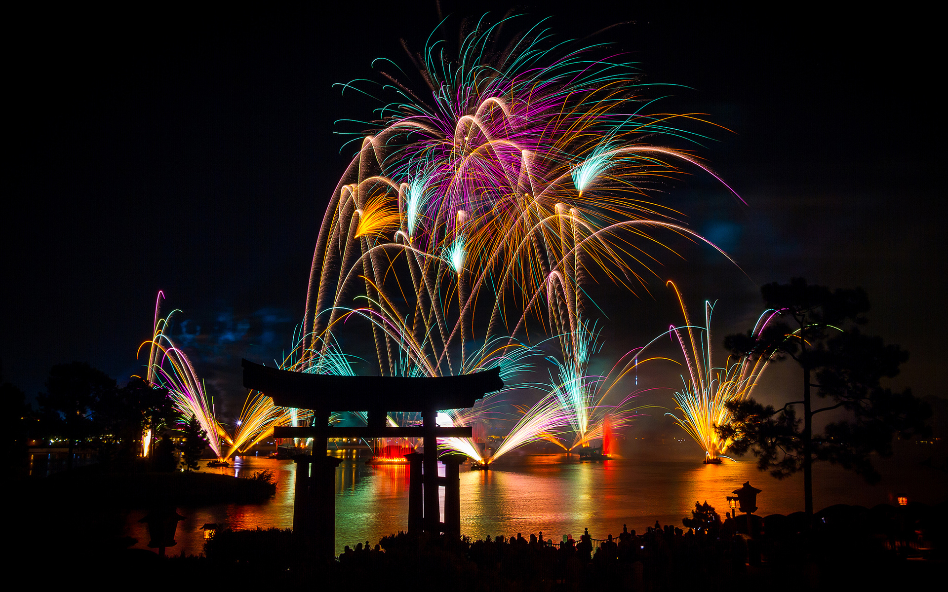 fireworks, Night, Timelapse, New Year, Asian, Oriental, Reflection, Sky, Color, Fire Wallpaper