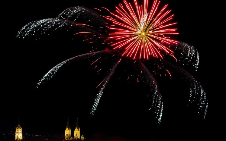 sky, Fireworks, Explosion, Celebration, Sparks, Fire, New Year HD Wallpaper Desktop Background