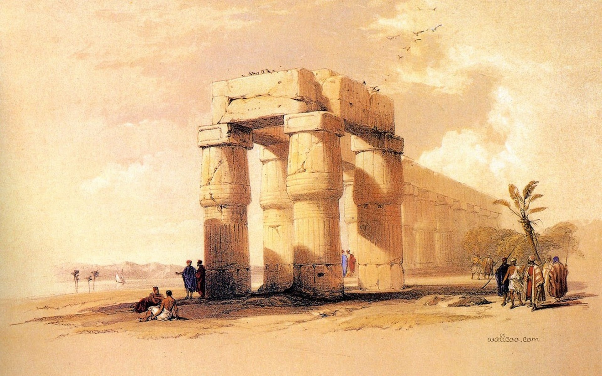 David Roberts, Egypt, Painting Wallpaper