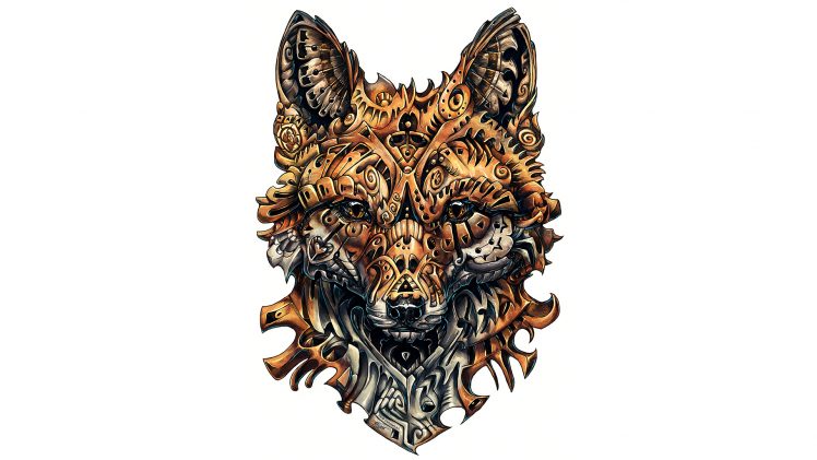 artwork, Fox, Animals, White  background HD Wallpaper Desktop Background