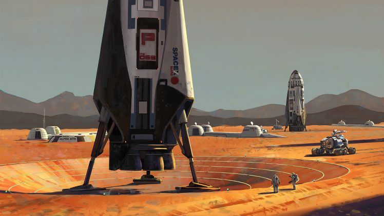 digital art, SpaceX, Spaceship, Science fiction HD Wallpaper Desktop Background