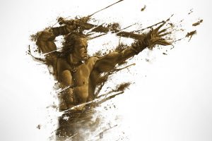 Arnold Schwarzenegger, Conan the Barbarian, Digital art, Vector, Fantasy art, Shirtless, Sword, White  background