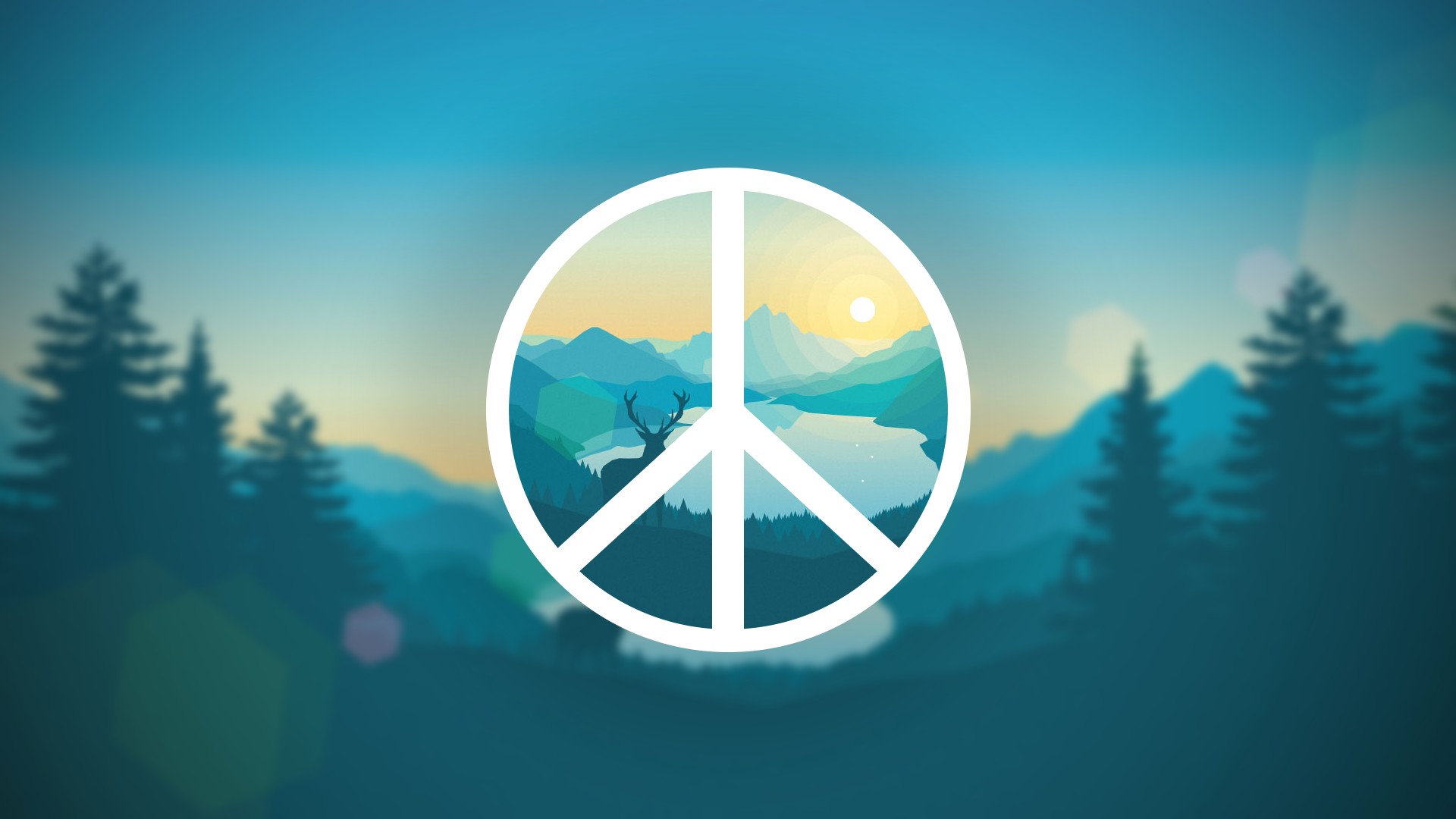 peace sign, Blurred, Nature, Deer Wallpaper
