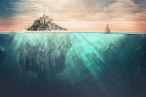 Mehdi Mostefaï, Digital art, Underwater, Sea, Mont Saint Michel