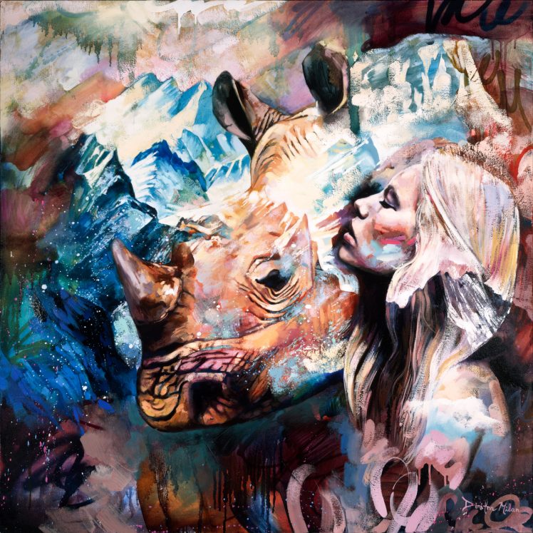 women, Dimitra Milan, Painting, Rhino HD Wallpaper Desktop Background