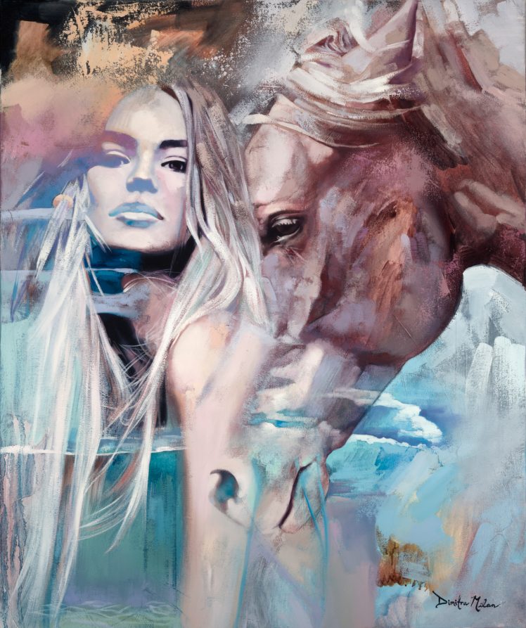 women, Dimitra Milan, Painting, Horse HD Wallpaper Desktop Background