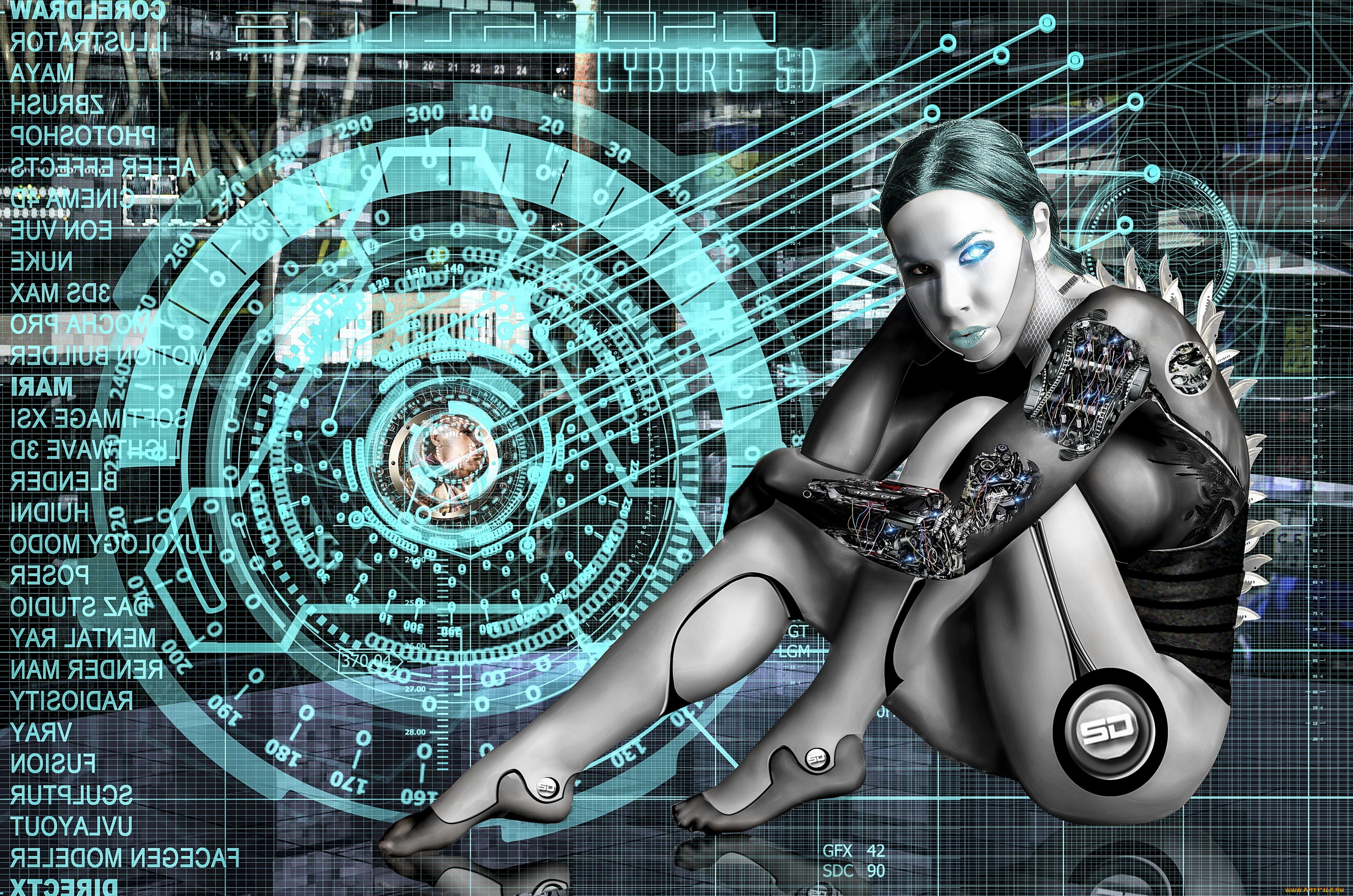 robot, Machine, Digital art Wallpaper
