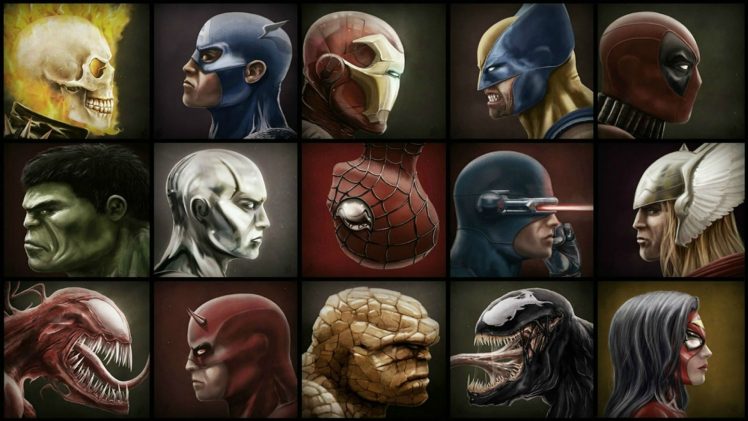 Wolverine, Marvel Comics, Superhero, Iron Man, Hulk, Captain America, Venom, Carnage, Spider Man, Thor, Deadpool, Ghost Rider, Silver Surfer, Fantastic Four, The Thing, Thing, Daredevil HD Wallpaper Desktop Background