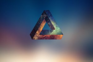 abstract, Triangle, Space, Stars, Penrose triangle, Minimalism