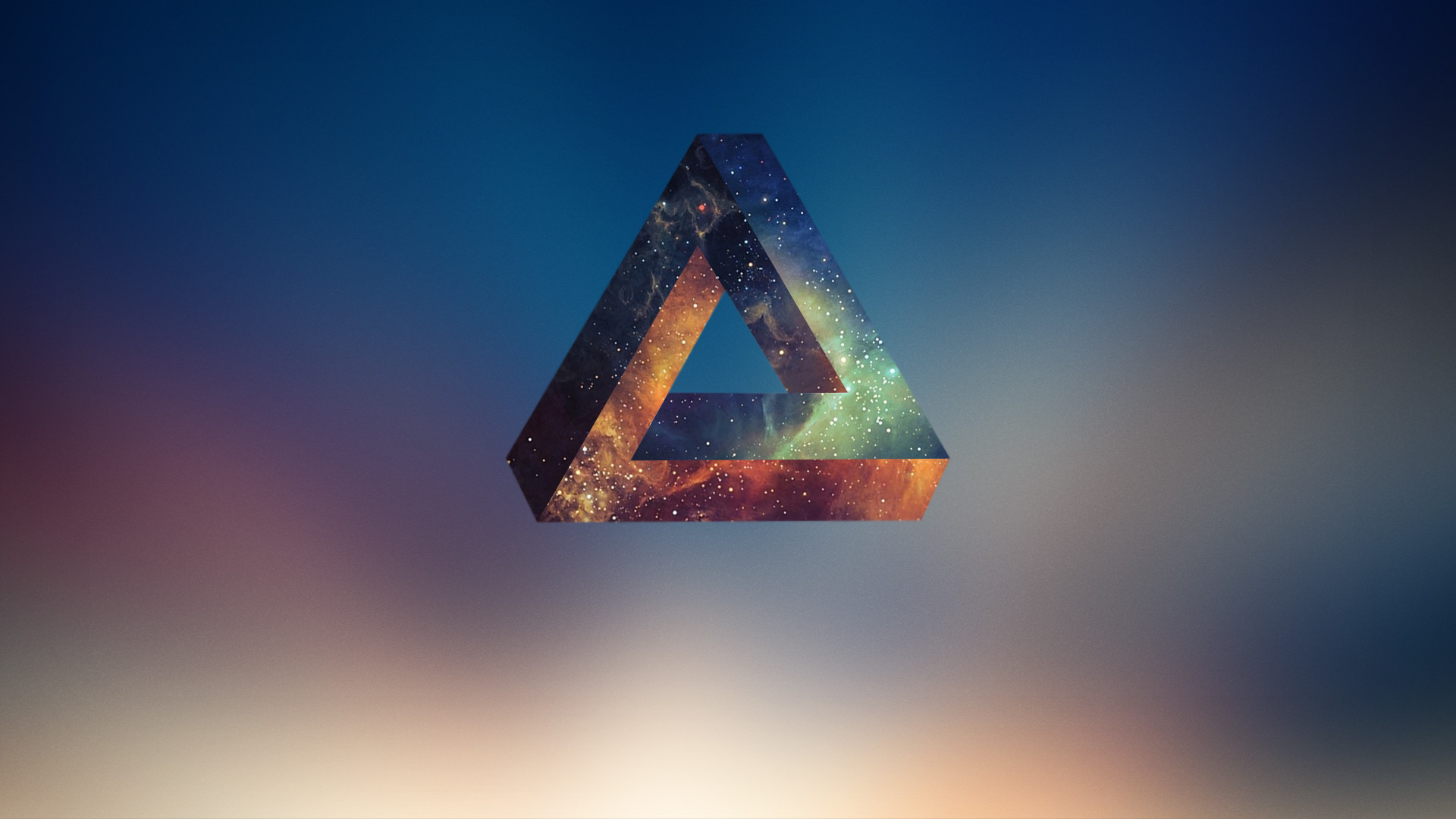 abstract, Triangle, Space, Stars, Penrose triangle, Minimalism Wallpaper